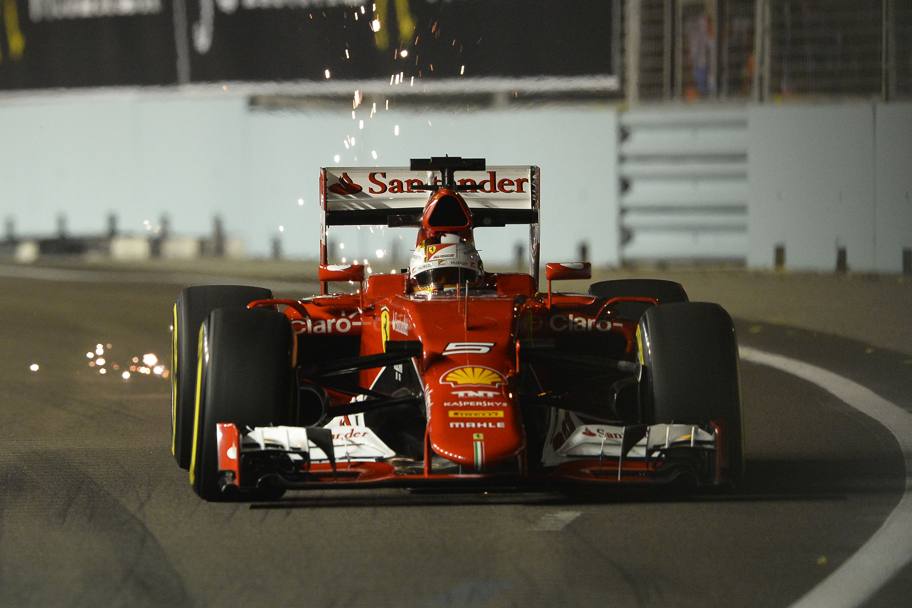 Sebastian Vettel, il poleman a Singapore. Colombo
